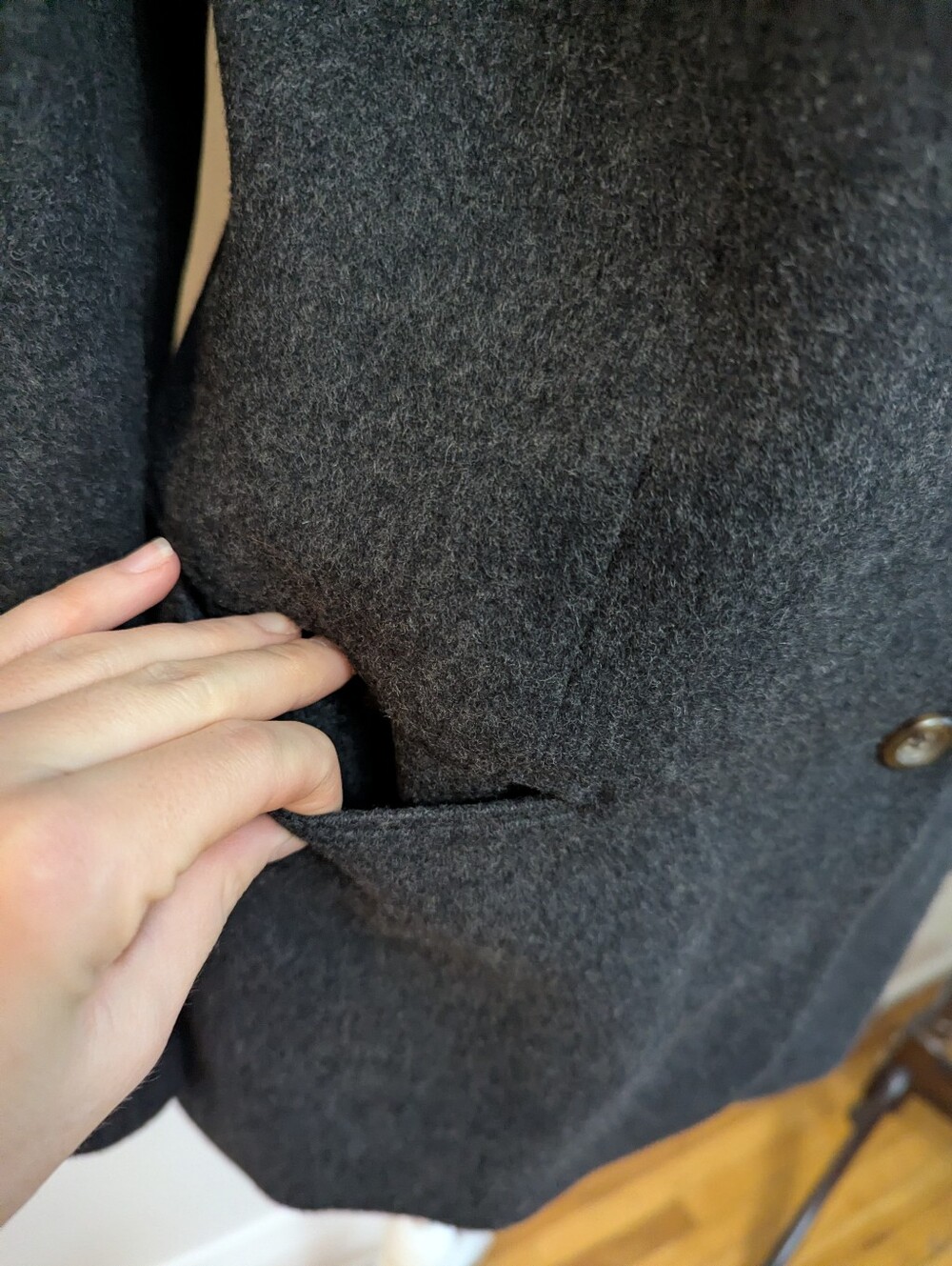 Vintage L.L. Bean Wool Cashmere Blazer in Heathered Dark Gray Academia - Picture 4 of 9